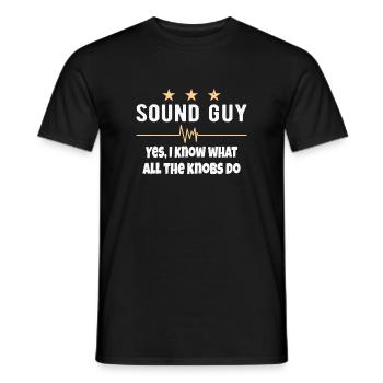 SOUND GUY / AUDIOLOGIST what all the knobs do - Men's T-Shirt - black - Front - AI Model Male 178 light (178cm)