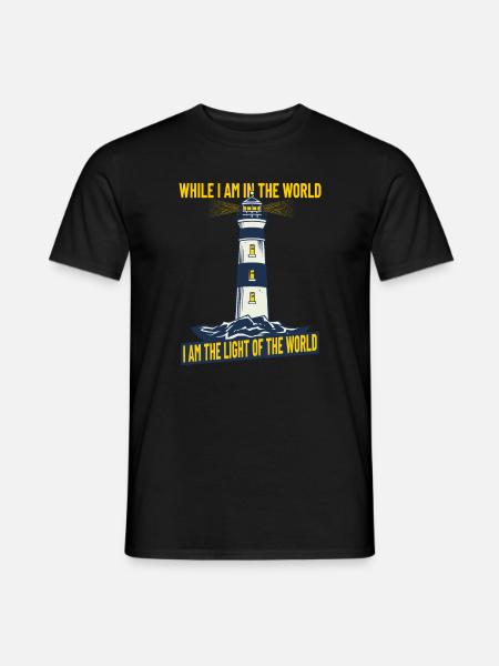 Christianity Jesus Lighthouse Gift Idea John 9:5 - Männer T-Shirt - Schwarz