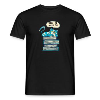 FUNNY CATS READING BOOK READER LITERATURE WRITING - Men's T-Shirt - black - Front - AI Model Male 178 light (178cm)