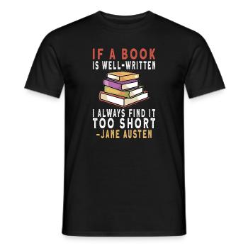 Lecteur de livre Lisant de la littérature Citations de Jane Austen - T-shirt homme - noir - Devant - AI Model Male 178 light (178cm)