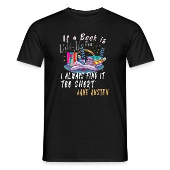 Book Reader Reading Literature Jane Austen quotes - Men's T-Shirt - black - Front - AI Model Male 178 light (178cm)