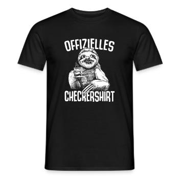 Faultier Offizielles Checkershirt Hinterfragen - Männer T-Shirt - Schwarz - Vorne - AI Model Male 178 light (178cm)