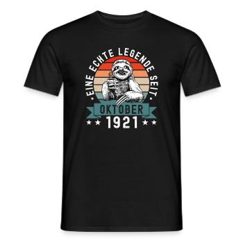 Faultier Geburtstag Oktober 1921 Geboren Jahrgang - Männer T-Shirt - Schwarz - Vorne - AI Model Male 178 light (178cm)