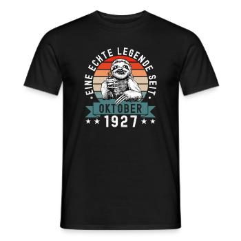 Faultier Geburtstag Oktober 1927 Geboren Jahrgang - Männer T-Shirt - Schwarz - Vorne - AI Model Male 178 light (178cm)