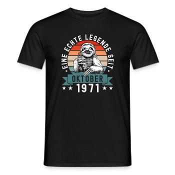 Faultier Geburtstag Oktober 1971 Geboren Jahrgang - Männer T-Shirt - Schwarz - Vorne - AI Model Male 178 light (178cm)