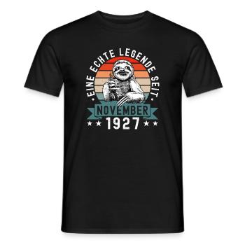 Faultier Geburtstag November 1927 Geboren Jahrgang - Männer T-Shirt - Schwarz - Vorne - AI Model Male 178 light (178cm)