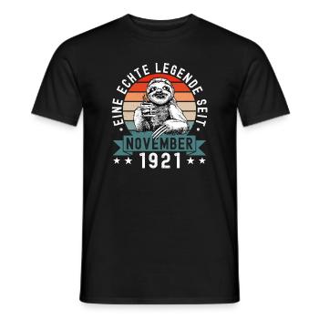 Faultier Geburtstag November 1921 Geboren Jahrgang - Männer T-Shirt - Schwarz - Vorne - AI Model Male 178 light (178cm)
