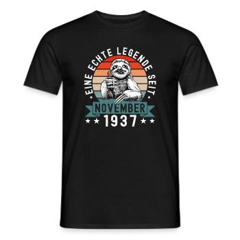 Faultier Geburtstag November 1937 Geboren Jahrgang - Männer T-Shirt - Schwarz - Vorne - AI Model Male 178 light (178cm)