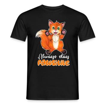 Always stay positive - niedlicher Fuchs - Wortwitz - Männer T-Shirt - Schwarz - Vorne - AI Model Male 178 light (178cm)