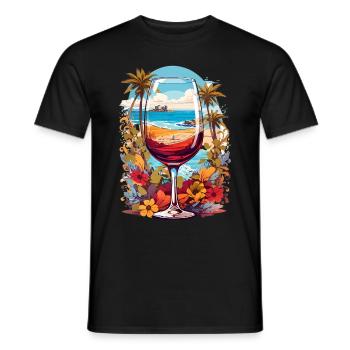 Verre de vin de plage - T-shirt homme - noir - Devant - AI Model Male 178 light (178cm)