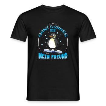 Dünnes Eis mein Freund Pinguin - Männer T-Shirt - Schwarz - Vorne - AI Model Male 178 light (178cm)