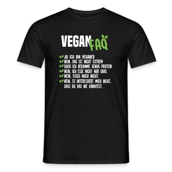 Vegan FAQ - Lustiger Veganer Spruch - Männer T-Shirt - Schwarz - Vorne - AI Model Male 178 light (178cm)