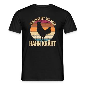 Zuhause Ist Wo Mein Hahn Kräht - Bauernhof Land - Männer T-Shirt - Schwarz - Vorne - AI Model Male 178 light (178cm)