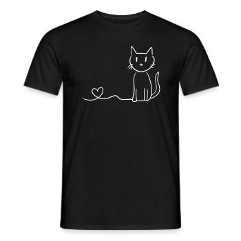 Katze Linie Herz Symbol Liebe - Männer T-Shirt - Schwarz - Vorne - AI Model Male 178 light (178cm)