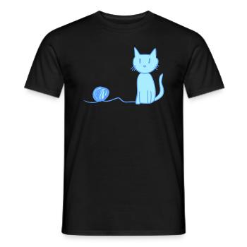 blue cat love pet symbol wool - Men's T-Shirt - black - Front - AI Model Male 178 light (178cm)