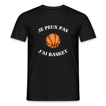 t shirt je peux pas j ai basket humour basket - T-shirt homme - noir - Devant - AI Model Male 178 light (178cm)