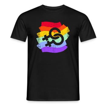LGBT LGBTQ Rainbow Flag Femmes Lesbiennes - T-shirt homme - noir - Devant - AI Model Male 178 light (178cm)