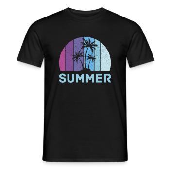 Retro Palmen Sommer Urlaub - Männer T-Shirt - Schwarz - Vorne - AI Model Male 178 light (178cm)