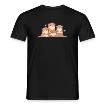 Cute Otters Family - Men's T-Shirt - black - Front - AI Model Male 178 light (178cm)