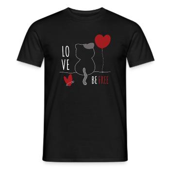Katze mit Herz Katzenliebe Tierliebe Katzen - Männer T-Shirt - Schwarz - Vorne - AI Model Male 178 light (178cm)
