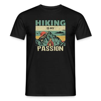 Hiking is my passion Hikers Hiking Nature - Men's T-Shirt - black - Front - AI Model Male 178 light (178cm)