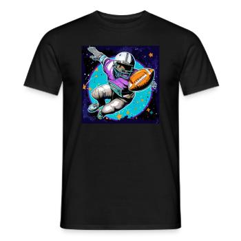 American Football Art Football Player in Space - Men's T-Shirt - black - Front - AI Model Male 178 light (178cm)