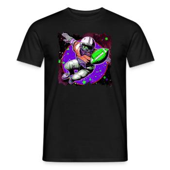 American Football Art Football Player in Space - Men's T-Shirt - black - Front - AI Model Male 178 light (178cm)