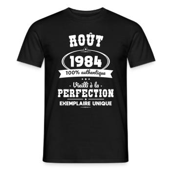 40-jähriges Jubiläum - August 1984 Perfektion - Männer T-Shirt - Schwarz - Vorne - AI Model Male 178 light (178cm)