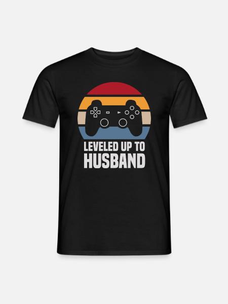 Leveled up To Husband Hochzeit Heirat Gaming Gamer - Männer T-Shirt - Schwarz
