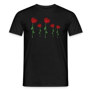 roses red flowers flower plant - Men's T-Shirt - black - Front - AI Model Male 178 light (178cm)