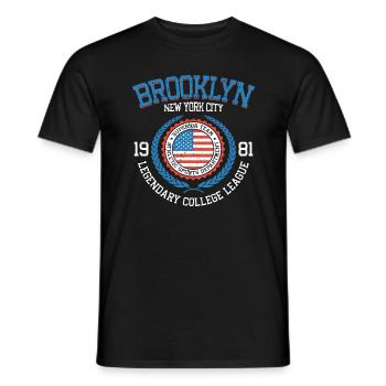 Brooklyn New York USA College League Design - Men's T-Shirt - black - Front - AI Model Male 178 light (178cm)