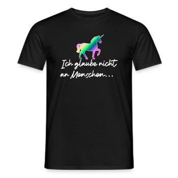 Einhorn / Ich glaube nicht an Menschen - Männer T-Shirt - Schwarz - Vorne - AI Model Male 178 light (178cm)