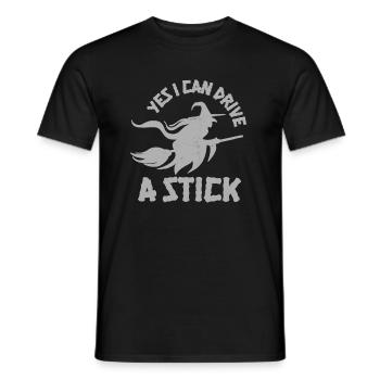 Yeah I Can Drive A Stick Funny Witch Pun - Men's T-Shirt - black - Front - AI Model Male 178 light (178cm)