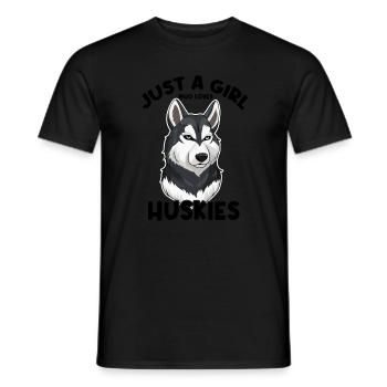 Juste une fille qui aime les huskies - T-shirt homme - noir - Devant - AI Model Male 178 light (178cm)