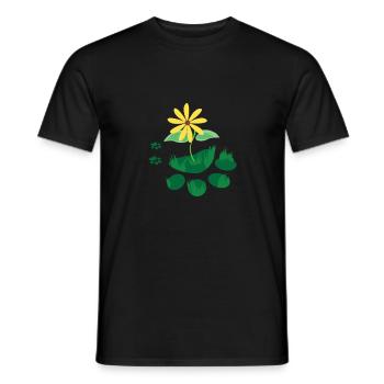 Cats paw print with flower - Men's T-Shirt - black - Front - AI Model Male 178 light (178cm)