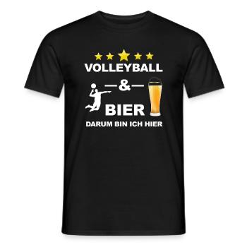 Volleyball beer drinking saying white - Men's T-Shirt - black - Front - AI Model Male 178 light (178cm)