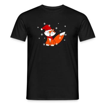 Weihnachts Fuchs in Schneeflocken - Männer T-Shirt - Schwarz - Vorne - AI Model Male 178 light (178cm)
