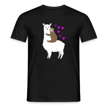 Alpaga paresseux amour - T-shirt homme - noir - Devant - AI Model Male 178 light (178cm)
