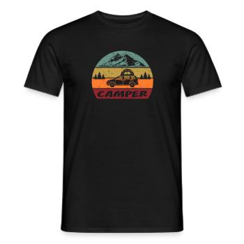 Auto Camper Camping Dachzelt - Männer T-Shirt - Schwarz - Vorne - AI Model Male 178 light (178cm)