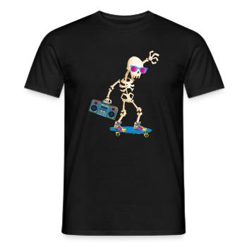 Skelett Skateboard Party 70er 80er 90er - Männer T-Shirt - Schwarz - Vorne - AI Model Male 178 light (178cm)