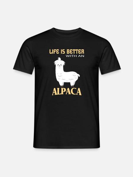 Alpaca's, het leven is beter met een alpaca - Heren T-shirt - zwart