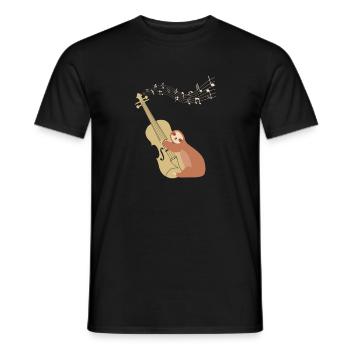 Violin sloth music with musical notes - Men's T-Shirt - black - Front - AI Model Male 178 light (178cm)