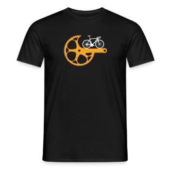 Bicycle component road bike gear logo - Men's T-Shirt - black - Front - AI Model Male 178 light (178cm)