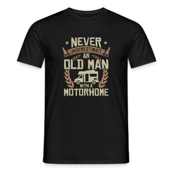 Motorhome camping pensioner camper old man WOMO - Men's T-Shirt - black - Front - AI Model Male 178 light (178cm)