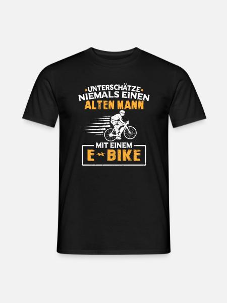 E-Bike Fahrrad Rentner Fahrradfahren E Bike Rente - Männer T-Shirt - Schwarz
