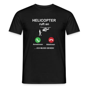 Modellflug Hubschrauber Handy - Helikopter Anruf - Männer T-Shirt - Schwarz - Vorne - AI Model Male 178 light (178cm)