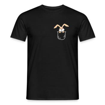 Rabbit Bag Breast Pocket Easter Gift - Men's T-Shirt - black - Front - AI Model Male 178 light (178cm)