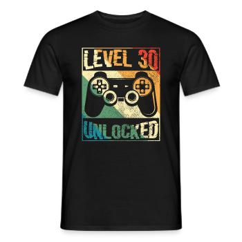 NIVEAU 30 DÉVERROUILLÉ Trentième anniversaire. Joueur. - T-shirt homme - noir - Devant - AI Model Male 178 light (178cm)