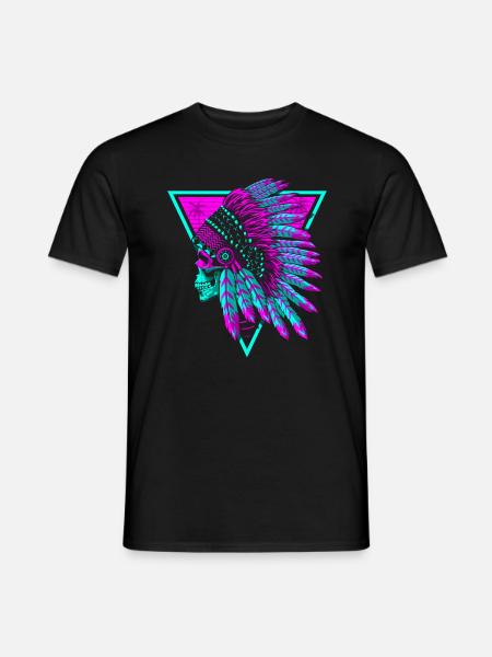 Retro indischer Schädel - Männer T-Shirt - Schwarz