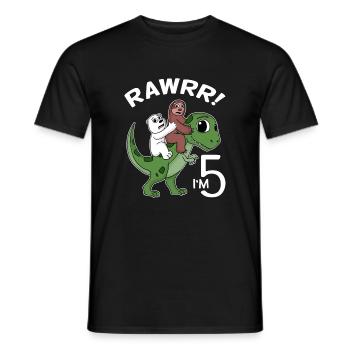 5 Dino Dinosaurier 5. Geburtstag - Männer T-Shirt - Schwarz - Vorne - AI Model Male 178 light (178cm)